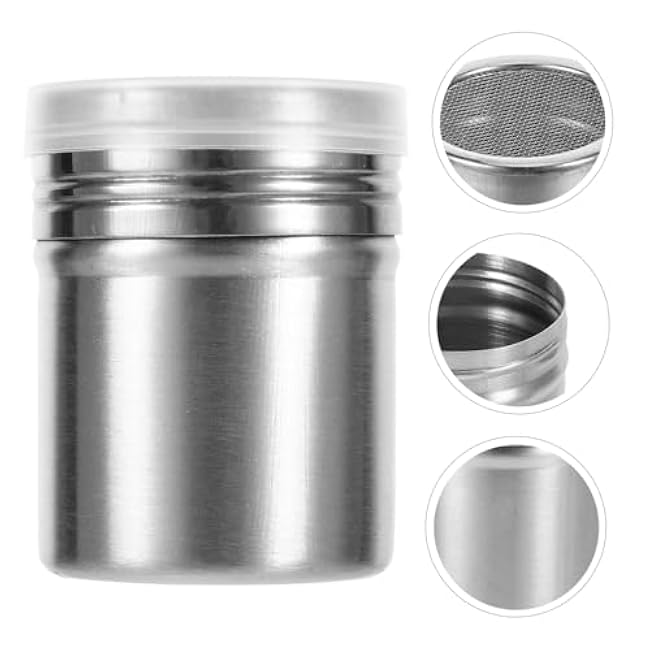 3pcs Stainless Steel Seasoning Shaker Small Powder Shaker for Spices Pepper Sugar Cocoa Moisture- Easy to Clean Kitchen Tool