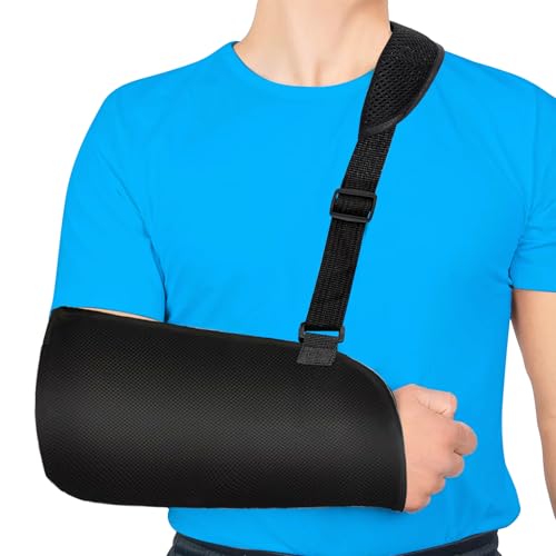 YIZWINS Imbracatura per Braccio, Regolabile Immobilizzatore per Spalla in Rete, Tutore Spalla, Tutore Braccio Destro, Fascia Braccio, Fasciatura per Lesioni Alla, Fascia Regolabile Spalla Lussata