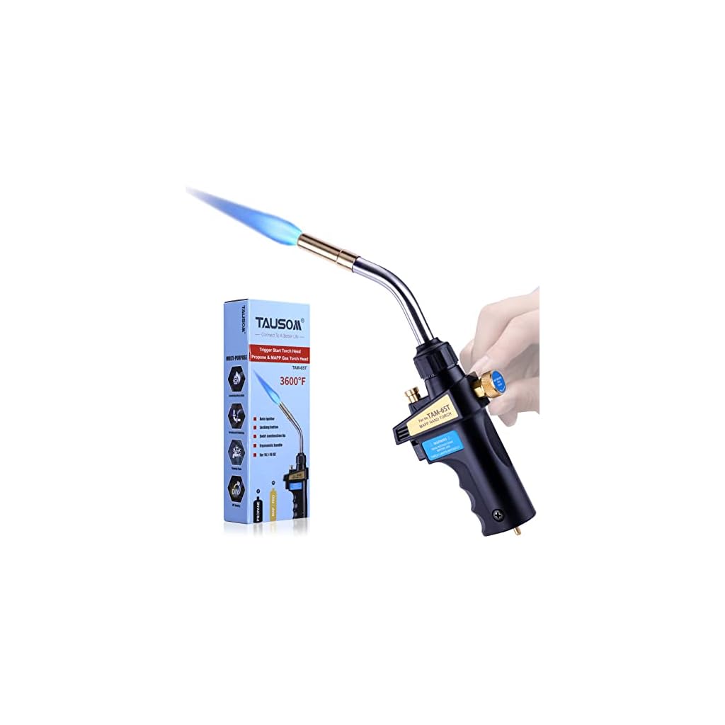 TAUSOM Propane Torch Head High Intensity, Mapp/Map Gas Torch with Self