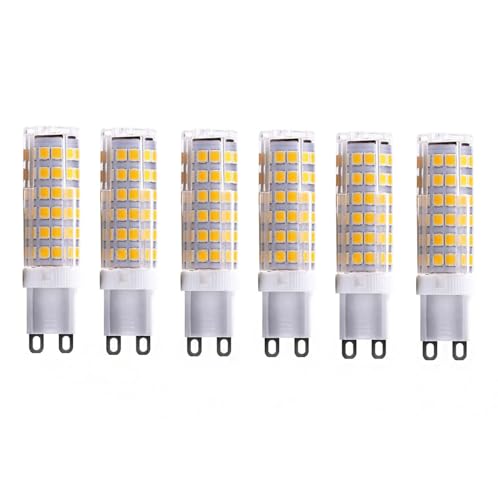 Bombillas LED G9 9W Foco LED G9 Equivalente 80W Sin parpadeo (CRI) 80 3000K-6000K Ahorro de energía Para uso en interiores hogar y oficina No regulable(Cool White 6000K,6pack)