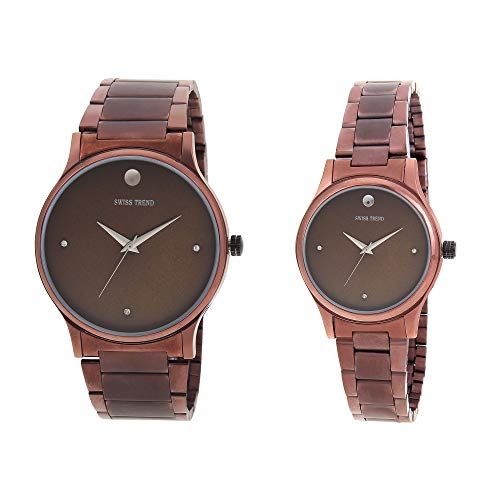 Swiss Trend Analogue Men's & Women's Watch (Pack of 2) ( Brown Dial & Strap )