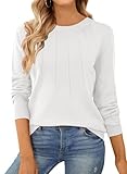 SHEWIN Womens Sweaters Casual Crewneck Long Sleeve Top Loose Solid Lightweight Knit Pullover Sweater Fall Tops for Women 2025,US 16-18(XL),White