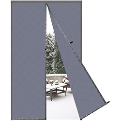 Risareyi Magnética Cortina de Puerta Aislante Termica Frio y Calor 65x210cm, Gris Tela Oxford Impermeable Aislamiento Cortinas Térmica para Puertas Exterior Salón Puerta Delantera, Cierre Automático