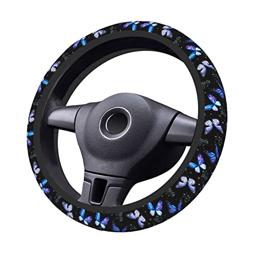 Butterflies Steering Wheel Cover Anti-Slip,Sweat Absorption Universal 15 inch Steering Wheel Covers Cute car Accessories for Men Women