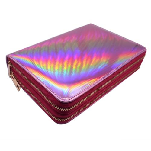 216 Slots Nail Stamping Plate Holder Organizer Book Case Holographic Pink