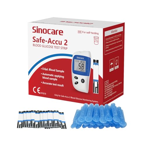 Sinocare Blood Sugar Test Strips, 50pcs Blood Glucose Monitor Test Strips, Diabetes Test Strips for Safe Accu2 Blood Sugar Monitor (Safe Accu2 Strips- 50)