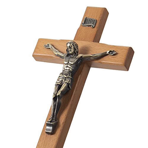 ARCHOBAN Crucifix Wall Cross Decor, Catholic Wooden Cross Decorations for Wall, 10 Inch