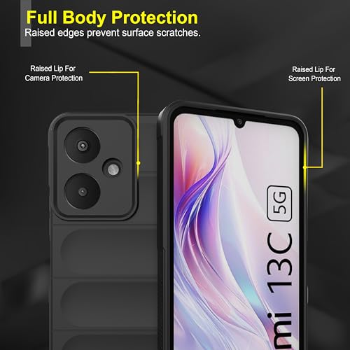 Image of amazon basics Back Case Cover for Mi Redmi 13C 5G | Compatible for Mi Redmi 13C 5G Back Cover | Liquid Silicon Magic Case with Camera Protection | Black