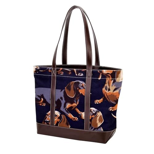 Sac à main pour teckel noir marron en toile le cadeau parfait pour femme