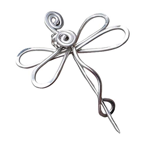 Big Dragonfly Aluminum Shawl Pin, Sweater Brooch, Scarf Pin Handmade in Oregon, Knitters Gift Women