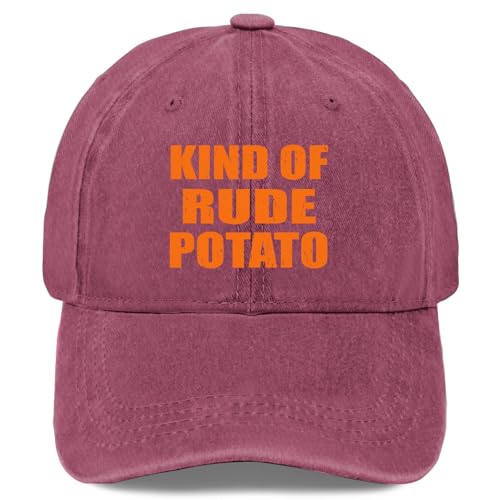 Kind of Rude Potato Thanksgiving Couple Hat for Mens Fashion Washed Distressed Wine Red
