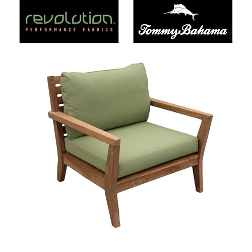 Image of Tommy Bahama Sunbrella Fabric 1-Piece Outdoor Knife Edge Deep Seat Lounge Chair Seat and Back Cushion Set, Bamboo Bay Pear