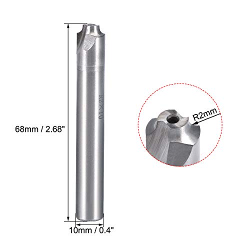 Image of uxcell HSS-AL Corner Rounding End Mill Cutter 2 Flute with 2mm Radius, 10mm Shank