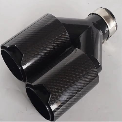 Punta de escape doble con salida doble de acero inoxidable negro resistente 63mm 5