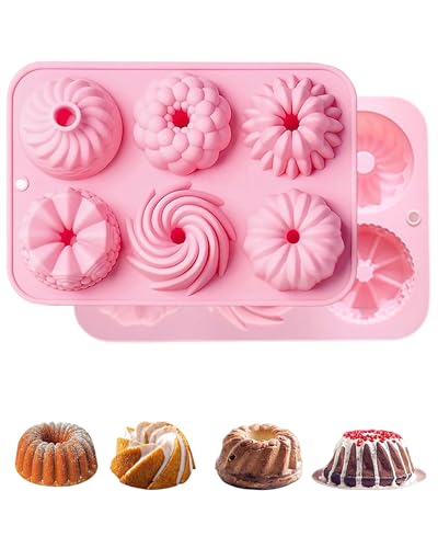 Fonyiunce 2 Pcs Molde Donuts Silicona, Molde de Silicona para Magdalenas, Moldes Silicona Reposteria, Moldes de Silicona Para Tartas, para Muffins, sin BPA, para Pudín, Brownie