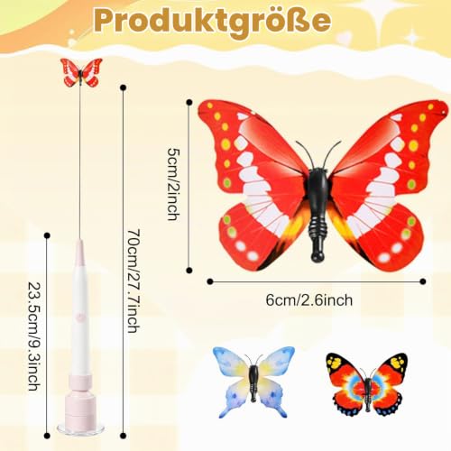 Katzenspielzeug Elektrisch Schmetterling, Katzen Spielzeug Selbstbeschäftigung, Katzenspielzeug für Aktive Katzen, mit Saugnap 360° Drehbarem Schmetterling für Drinnen & Draußen – Bild 5