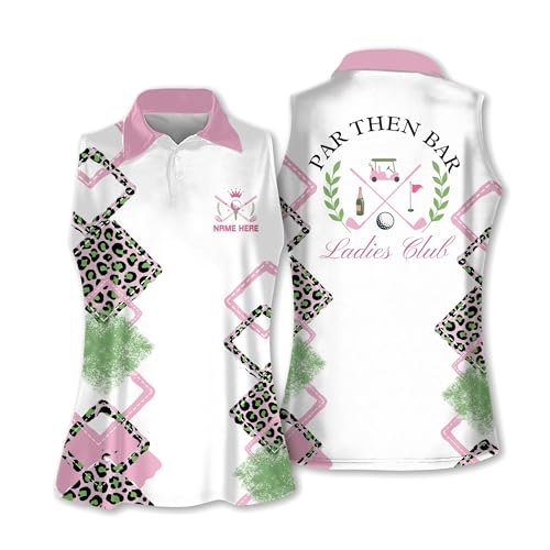Personalized Sleeveless Funny Golf Shirts for Women, Flamingo Golf Shirts for Ladies, Custom Women's Golf Shirt