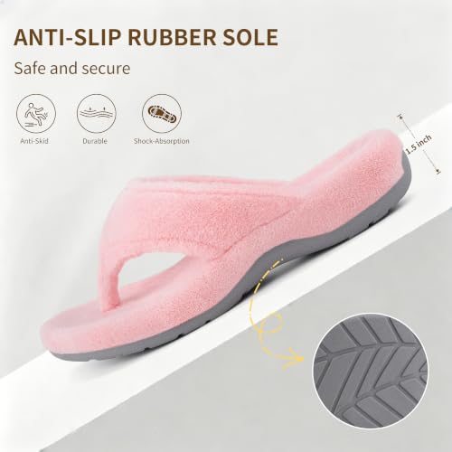 Image of BCSTUDIO Women's Orthopedic Flip Flop Fuzzy Slippers with Arch Support