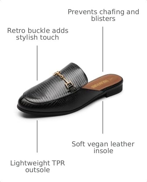 Image of DREAM PAIRS Women's Flats Slip on Comfortable Mules | Slip on Slides Buckle Lightweight Loafers Shoes for Office Work Business and Casual Wear