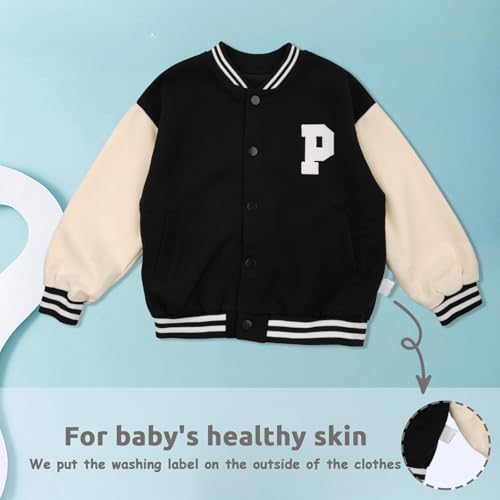 Kid Girls' Varsity School Baseball Outerwear Jacket, Girls Bomber Jacket Casual Coat with Pockets3