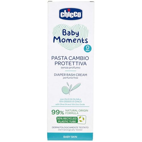 Chicco Baby Moments Pâte de changement de protection, pâte à langer avec oxyde de zinc, formule délicate, protège contre les irritations causées par la...