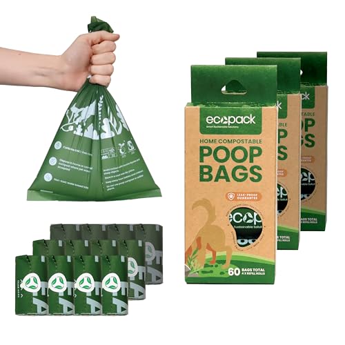 Ecopack Certified Compostable Dog Poop Bags (180 Count -33 x 22 c...