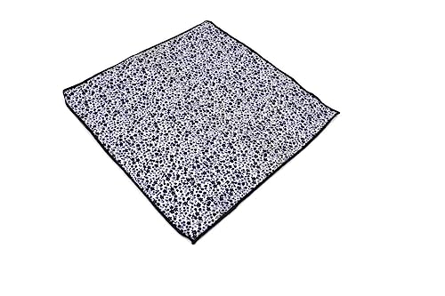 Black and White Floral Cotton Pocket Square - Timeless Elegance