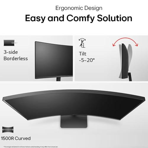 Image of LG 32MR50C 80 cm (31.5 Inch) Full HD Curved (1920x1080) VA PC Monitor w / 100Hz, 5ms (GtG), AMD FreeSync, D-Sub, 2xHDMI, Tilt Adjustable Anti-Glare, 3-Side Virtually Borderless Design, NTSC 72% (Black)