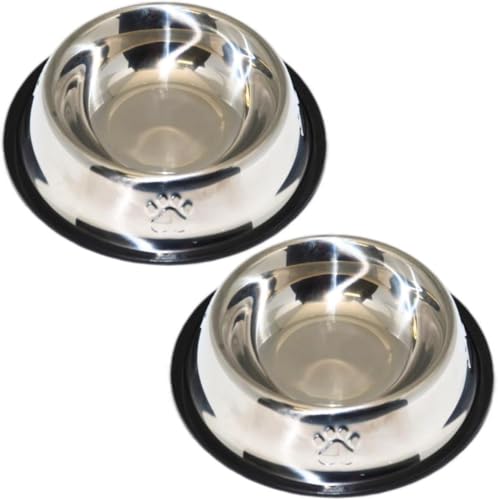 Kit com 2 Comedouros de Inox 200ml – Tigela Pote para Ração e Água – Cães e Gatos de Pequeno Porte
