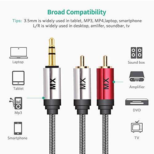 Image of Mx Audiophiles Copper Digital Coaxial Male To 2 Rca Male Audio Auxiliary Stereo Y Splitter Cable Cable For Musical Instrument (3.5Mm, 0.5 Meter)