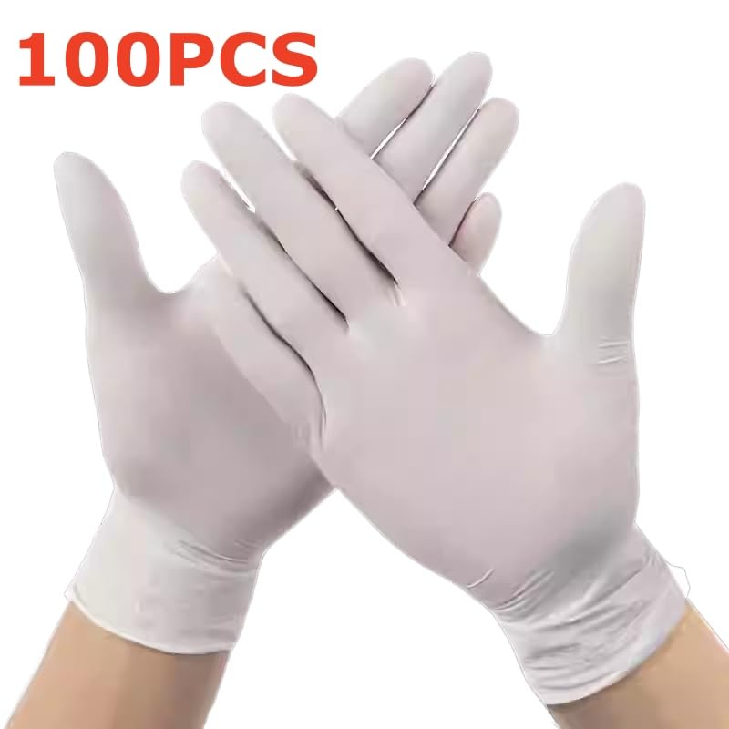 20/50/100 pezzi Guanti monouso in nitrile bianco senza lattice for la pulizia della casa for tatuaggi, bellezza, tinture for capelli, estetista(White 100PCS L)