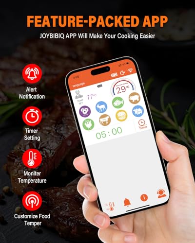 Fleischthermometer Kabellos, Apkezel Bluetooth Grillthermometer mit App, IP67 Wasserdicht Bratenthermometer Kabellos, Meat Grill Thermometer für Backofen Grill Smoker Rotisserie... – Bild 6