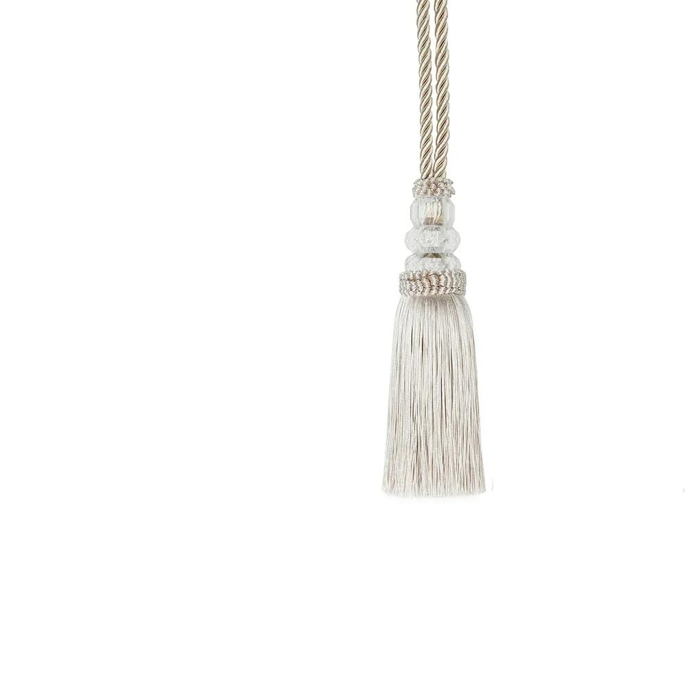 embrasses de Rideaux 1 Attache-Rideaux à Pompon avec Boule en Plastique, Accessoire décoratif(Beige)