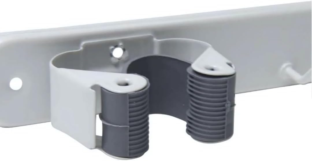 PARENCE.- Supporto da Parete a Triplo avvitamento per Scopa e Accessori - Gancio per Scopa 3 Supporti + 2 Ganci - 37cm