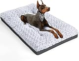 POCBLUE Deluxe Washable Dog Bed for Large Dogs Dog Crate Mat 35 Inch Comfy Fluffy Kennel Pad Anti-Slip for Dogs Up to 60 lbs, 35" x 23", Grey