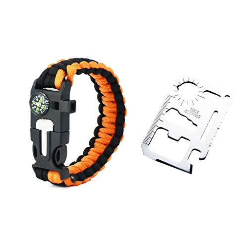 HEECN - Juego de Tarjeta de Supervivencia Multiusos y Pulsera de Supervivencia (Naranja)