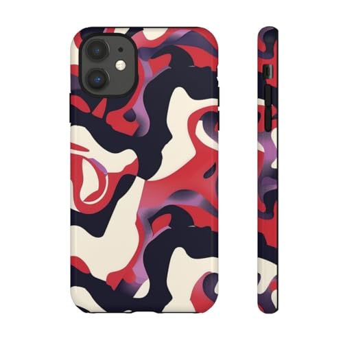 Coque iPhone 11 rigide brillante anti-rayures motif abstrait rouge