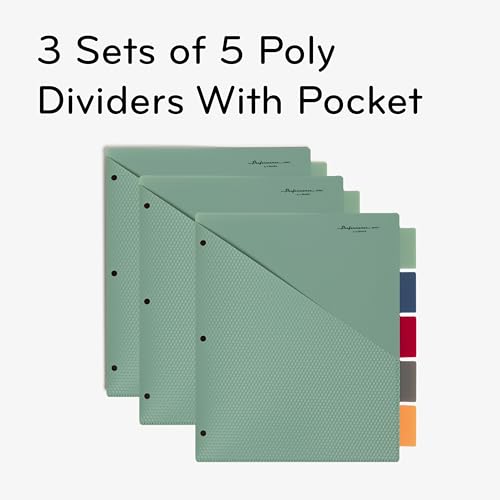 Intercalaires à 5 onglets U Brands classeur de bureau lot de 3 en poly
