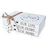 LIVDUCOT Wood Decorative Books Stack Rustic Home Decor Stack White Wooden Books for Modern Home DecorShelfMantle or Tray This Is Us Our Life Our Story Our Home 7x 55x 25