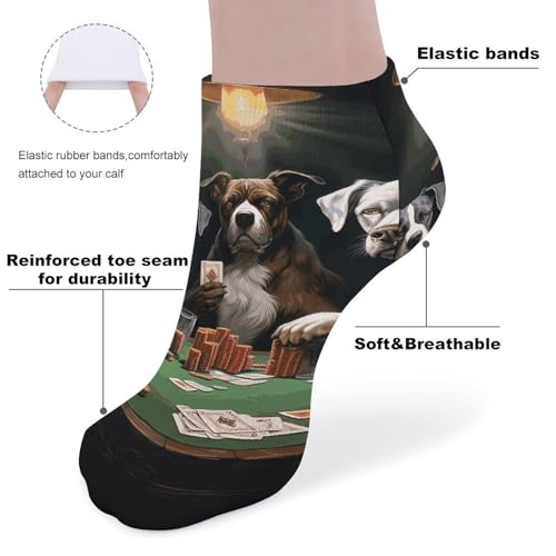 Playing Poker Dogs Ankle Socks Men's Running 5 Pack Comfort Breathable Short Sports Sock Performance No Show Socks3