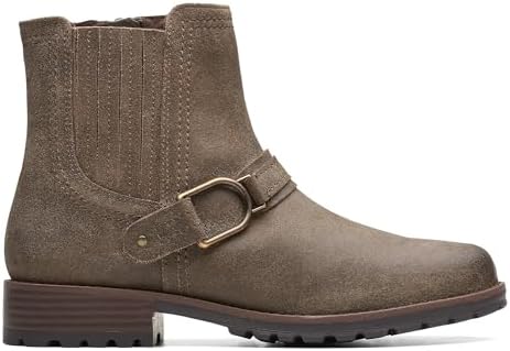 Clarks Women's Aspra Buckle Ankle Boot, Dark Olive Suede, 6 Wide | Image 4