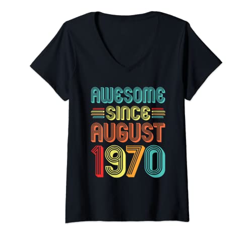 Donna Awesome Since August 1970 52nd Birthday Vintage 52 Years Old Maglietta con Collo a V
