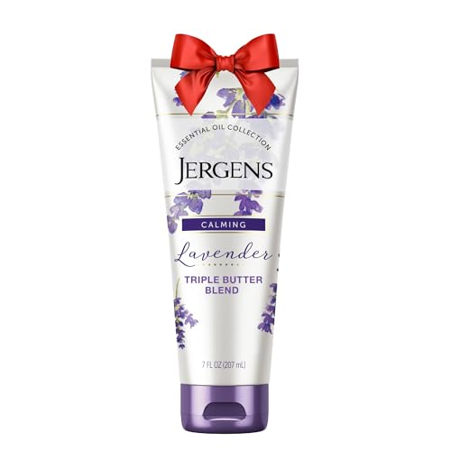 Jergens Lavender Body Butter Hand and Body Lotion, Moisturizer for Women, with Essential Oils for Indulgent Moisturization, 7 Oz