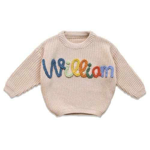 personalized baby sweater with nameone birthday giftcustom name embroidered knit sweaternewborn baby girl boy sweatermonogrammed newborn gifts