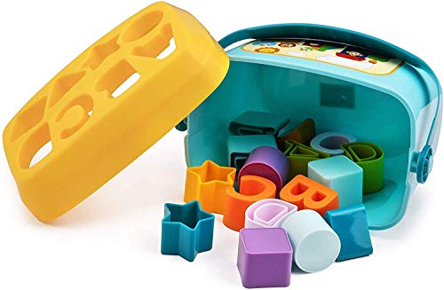Image of WireScorts Baby and Toddler Plastic First Educational Blocks Shape, Sorter, Colors, ABCD Shape, Toys for 1 Year Old Kids,16 Piece