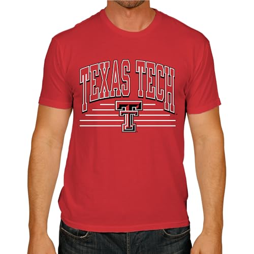 Campus Colors NCAA Adult Unisex Overtime Classics T-Shirt, Tag-Less Ringspun Cotton, Short Sleeve College Tees (Texas Tech Red Raiders - Red, Medium)