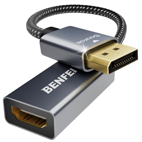 BENFEI 4K DisplayPort auf HDMI, Unidirektional DisplayPort DP Computor zu HDMI Monitor Verbindungs Adapter Kompatibel f&uuml;r Laptop PC Monitor TV Projektor [Aluminiumgeh&auml;use, Nylongeflecht]
