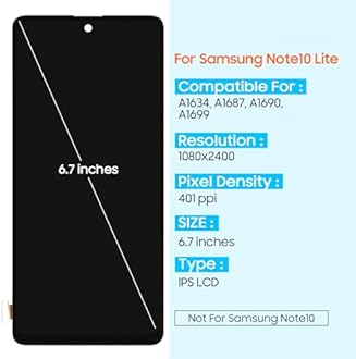 Screen Replacement for Samsung Galaxy Note 10 Lite LCD Display for Samsung Note 10 Lite Digitizer Touch Glass Screen Full Assembly with Repair Kits SM-N770F SM-N770F/DS SM-N770F/DSM (Not Fingerprint)
