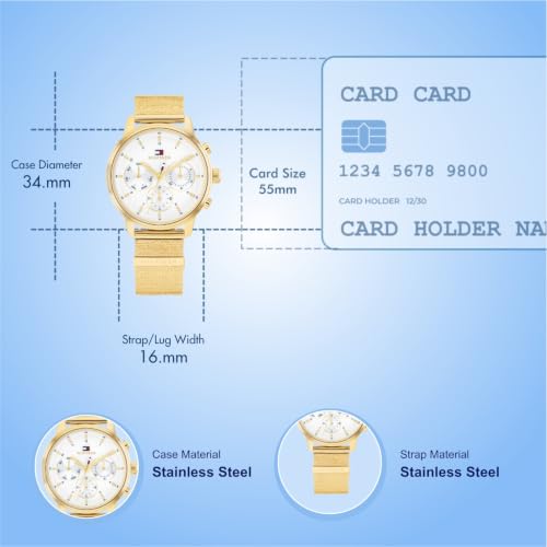 Image of Tommy Hilfiger Blake Quartz Analog with White Dial Gold Stainless Steel Strap Watch for Women - TH1782808