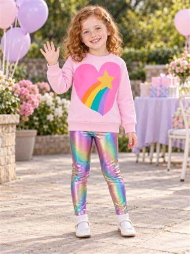 Image of Little Girls Clothes Sets - Cute Sweatshirts Top Shirt & Leggings 2 Piece Kids Fall Winter Outfits Toddler Clothing